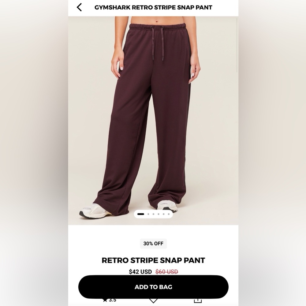 New in bag - Gymshark Retro Stripe Snap Pants cherry purple black XS